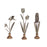 Melrose Metal Floral Stem Sculpture/Wood Style Base, Set of 3, Silver - 70349DS