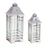 Melrose Traditional Farmhouse Lantern/Metal Lid, Set of 2, Grey/White - 70482DS