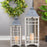 Melrose Traditional Farmhouse Lantern/Metal Lid, Set of 2, Grey/White