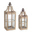 Melrose Modern Wood Lantern/Curved Top, Set of 2, Brown/CoppeRed - 70488DS