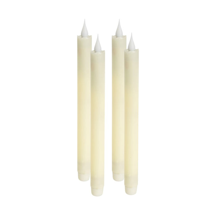 Melrose LED Wax Taper Candle/Moving Flame, Set of 4, Beige - 70570DS