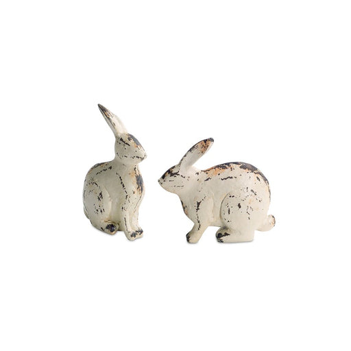 Melrose International Rabbit Figurine, Set of 2, White/Brown