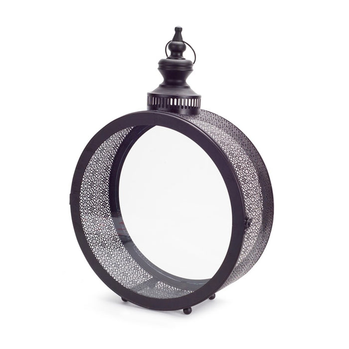 Melrose International Ornate Metal Circle Lantern 22"D, Black - 70780DS