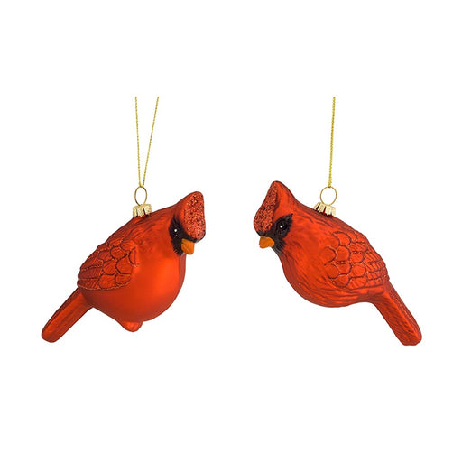 Melrose International Glass Cardinal Bird Ornament, Set of 12, Red - 72038DS