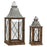 Melrose Rustic Wood Lantern/Galvanized Metal Lid, Set of 2, Brown/Grey - 72153DS