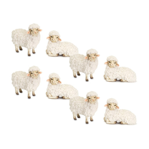 Melrose International Happy Tabletop Sheep Figurine, Set of 8, White - 72575DS