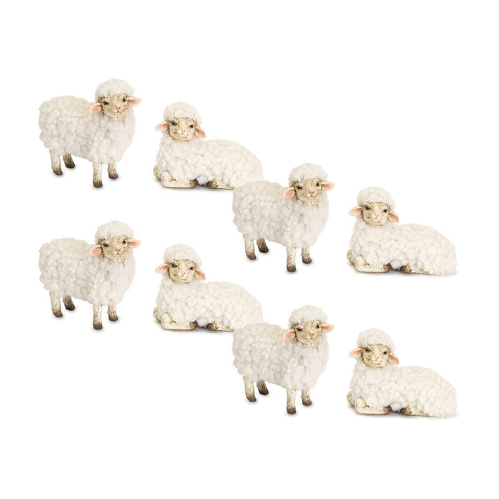 Melrose International Happy Tabletop Sheep Figurine, Set of 8, White - 72575DS