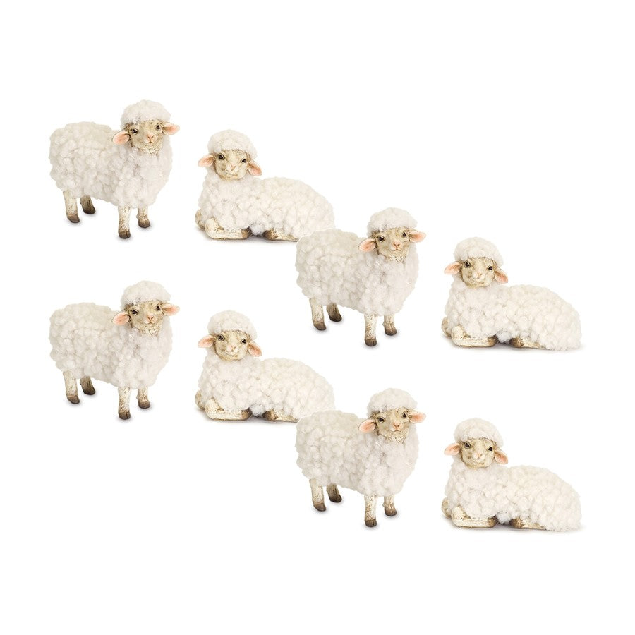 Melrose International Happy Tabletop Sheep Figurine, Set of 8, White - 72575DS
