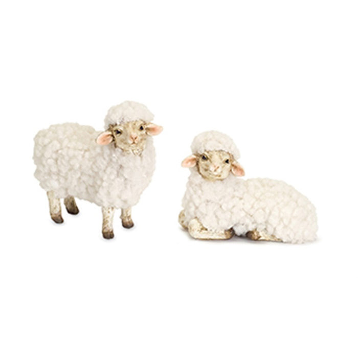 Melrose International Happy Tabletop Sheep Figurine, Set of 8, White