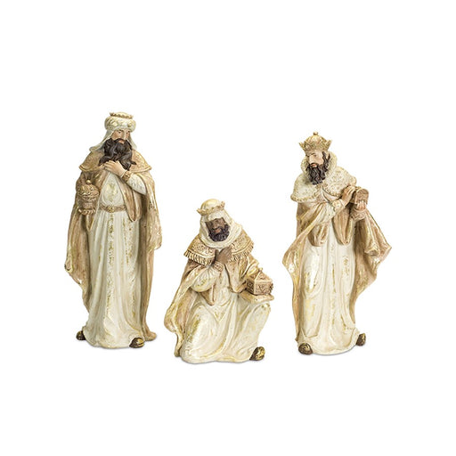 Melrose Nativity Wisemen Figurines/Gold Accents, Set of 3, White/Gold - 72578DS