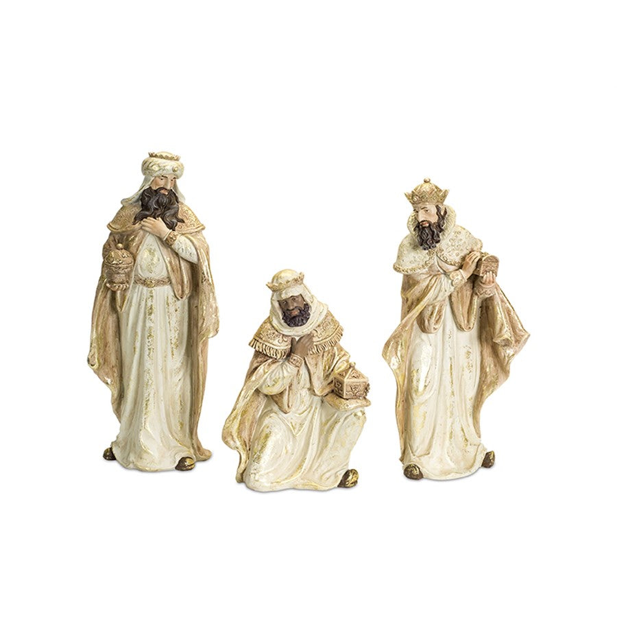 Melrose Nativity Wisemen Figurines/Gold Accents, Set of 3, White/Gold - 72578DS