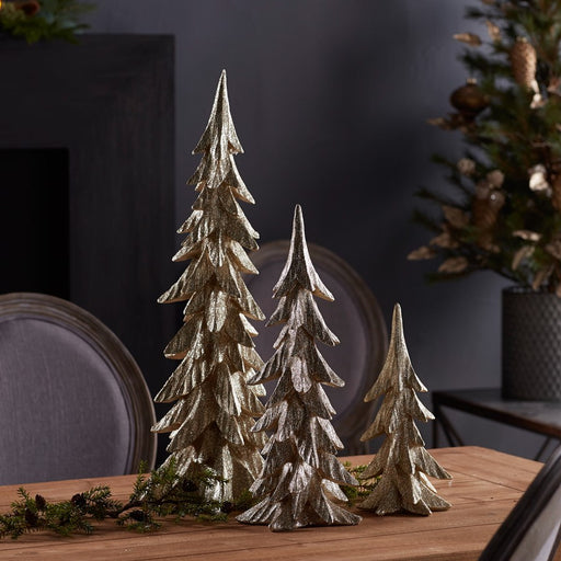 Melrose International Shimmer Tabletop Holiday Tree, Set of 3, Gold
