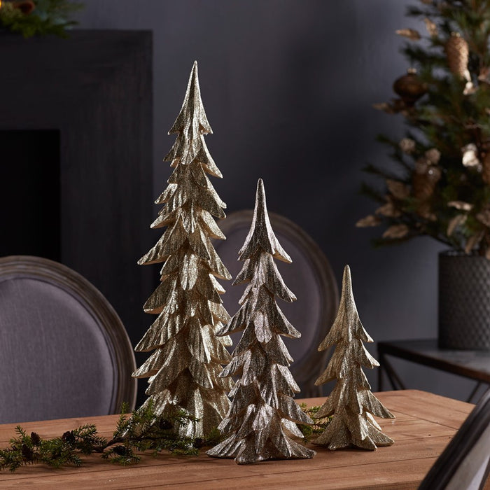 Melrose International Shimmer Tabletop Holiday Tree, Set of 3, Gold