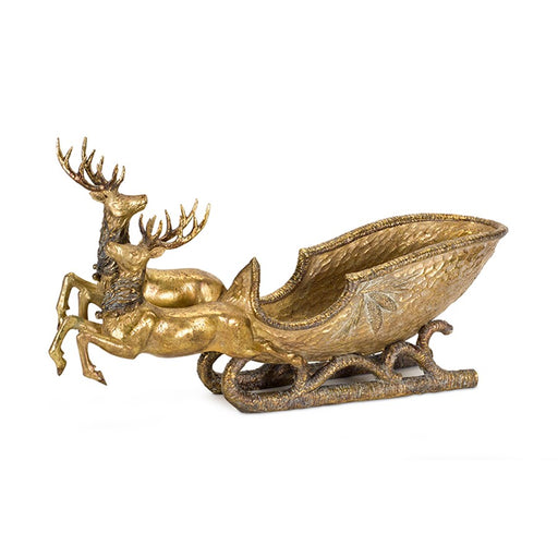 Melrose International Holiday Deer/Sleigh/Gold 25"L, Gold/Brown - 72657DS