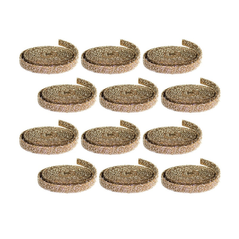 Melrose International Gold Glitter Rope Ribbon, Set of 12 Rolls - 73498DS