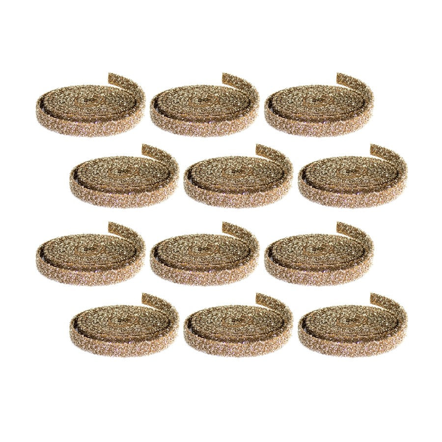 Melrose International Gold Glitter Rope Ribbon, Set of 12 Rolls - 73498DS