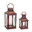 Melrose International Rustic Red Metal Lantern, Set of 2 - 73621DS