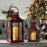 Melrose International Rustic Red Metal Lantern, Set of 2