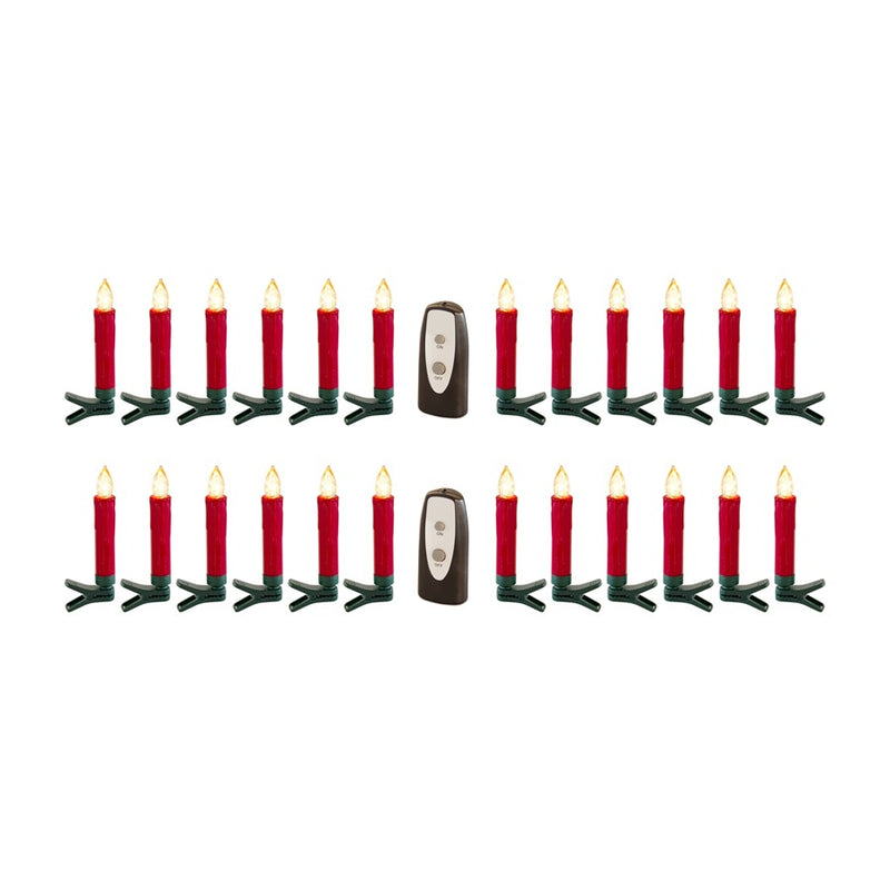 Melrose LED Clip on Taper Candle with Remote, Set of 24, Red/Green - 73648DS