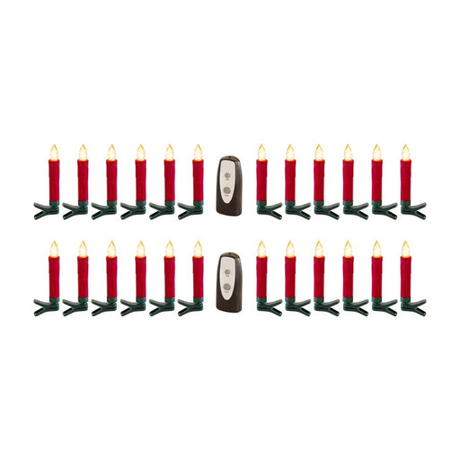 Melrose LED Clip on Taper Candle with Remote, Set of 24, Red/Green - 73648DS