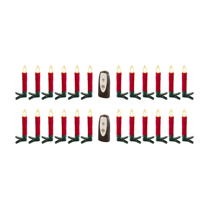 Melrose LED Clip on Taper Candle with Remote, Set of 24, Red/Green - 73648DS
