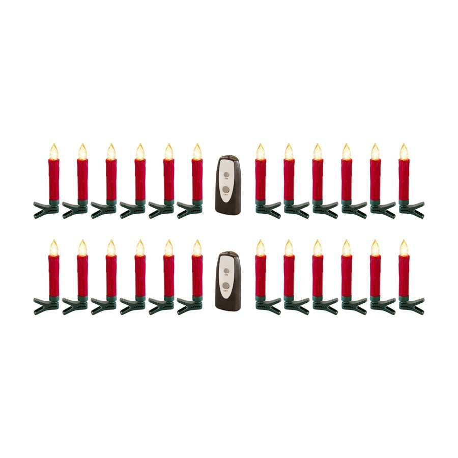 Melrose LED Clip on Taper Candle with Remote, Set of 24, Red/Green - 73648DS