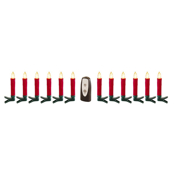Melrose LED Clip on Taper Candle with Remote, Set of 24, Red/Green