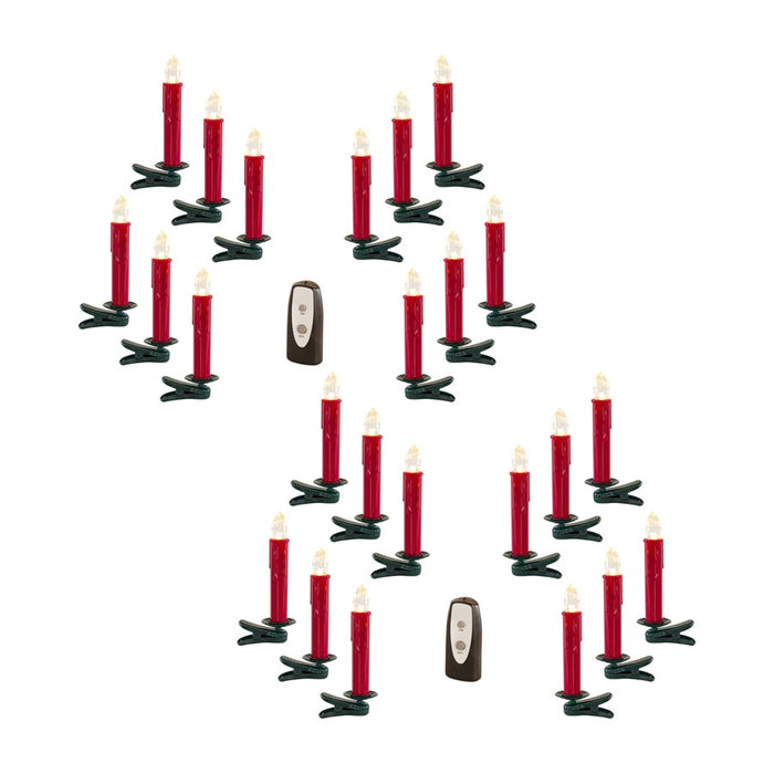 Melrose LED Clip on Taper Candle with Remote, Set of 24, Red - 73649DS