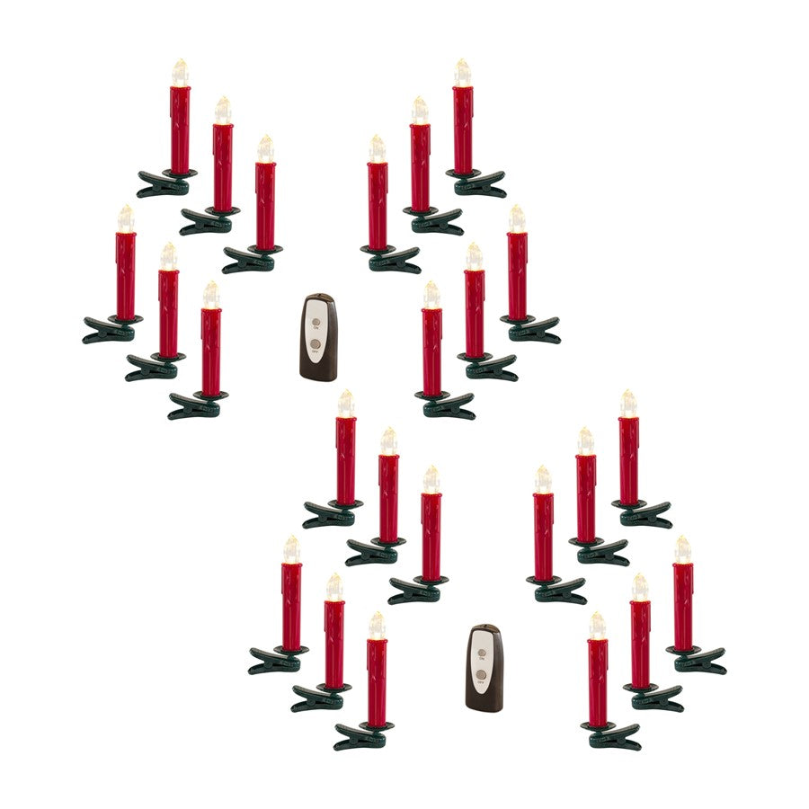 Melrose LED Clip on Taper Candle with Remote, Set of 24, Red - 73649DS