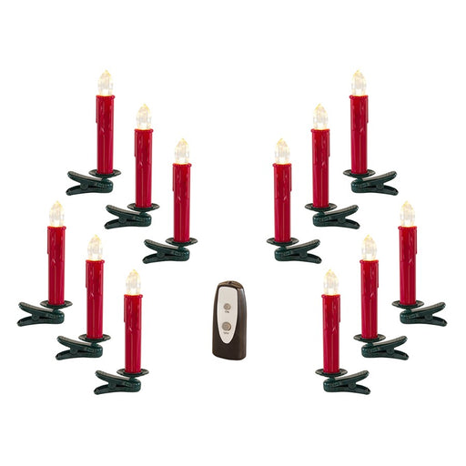 Melrose LED Clip on Taper Candle with Remote, Set of 24, Red