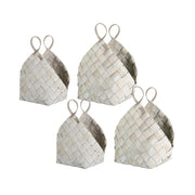 Melrose Woven Metasequoia Wood Basket/Handles, Set of 4, White/Grey - 74111DS