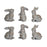 Melrose Washed Stone Garden Rabbit Figurine, Set of 6, Grey/Brown - 74205DS