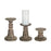Melrose Traditional Stone Candle Holder, Set of 3, Brown/White - 74222DS