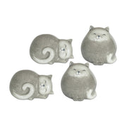 Melrose Happy Terra Cotta Cat Shelf Sitter, Set of 4, White/Grey - 74286DS