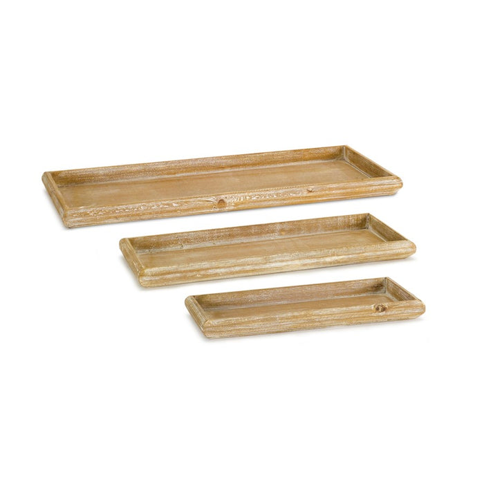 Melrose Natural Wooden Nesting Tray, Set of 6, Brown/White