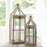 Melrose Contemporary Light Wood Floor Lantern, Set of 2, Brown/White