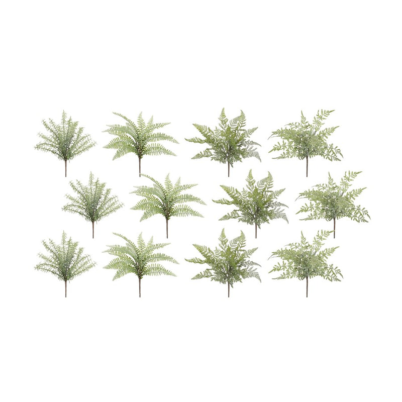 Melrose Assorted Fern Foliage Bush, Set of 12, Green/Brown - 74392DS