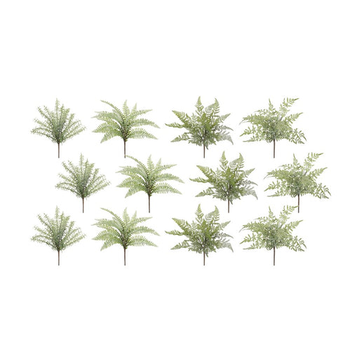 Melrose Assorted Fern Foliage Bush, Set of 12, Green/Brown - 74392DS