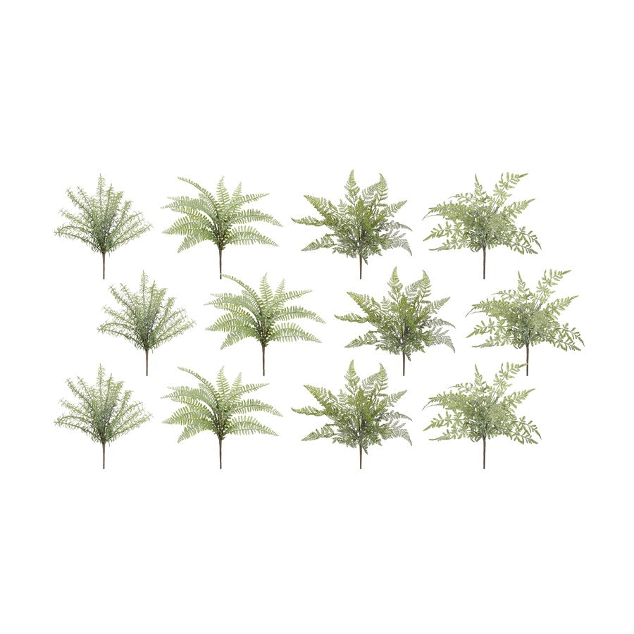 Melrose Assorted Fern Foliage Bush, Set of 12, Green/Brown - 74392DS