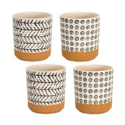 Melrose Geometric Patterned Pot/Terra Cotta (Set of 4), Brown/White - 74535DS