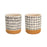 Melrose Geo Patterned Pot/Terra Cotta Accent, Set of 4, Brown/White