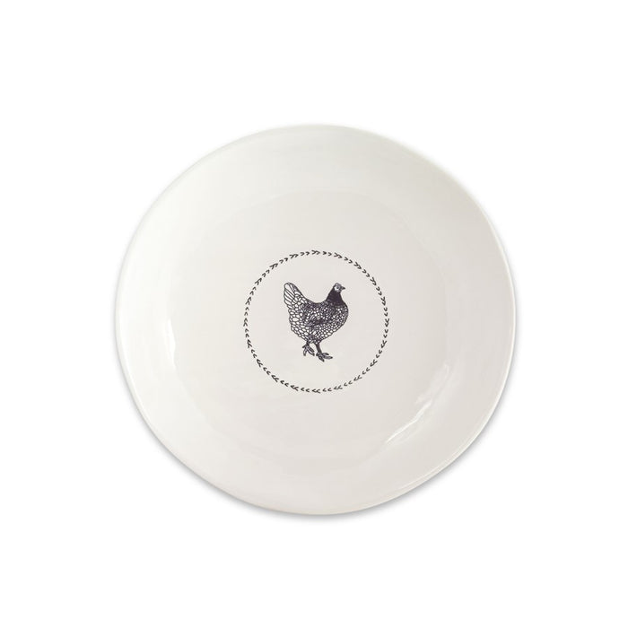 Melrose Stoneware Farmhouse Chicken Platter, Set of 2, White/Black