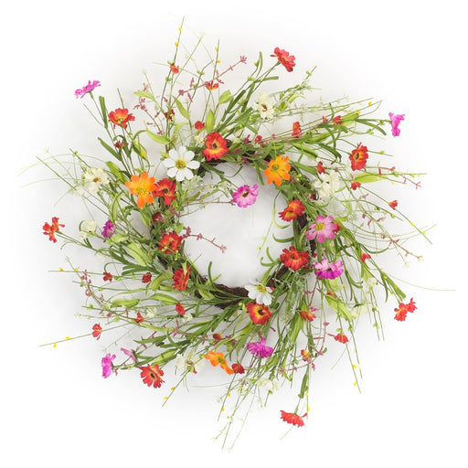 Melrose International Mixed Floral Twig Wreath 22.5"D, Multi - 74594DS