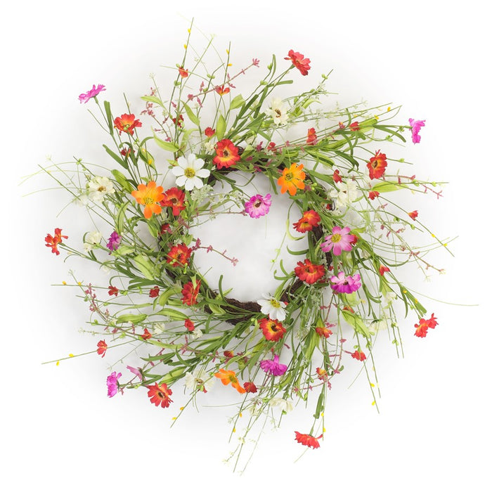 Melrose International Mixed Floral Twig Wreath 22.5"D, Multi - 74594DS