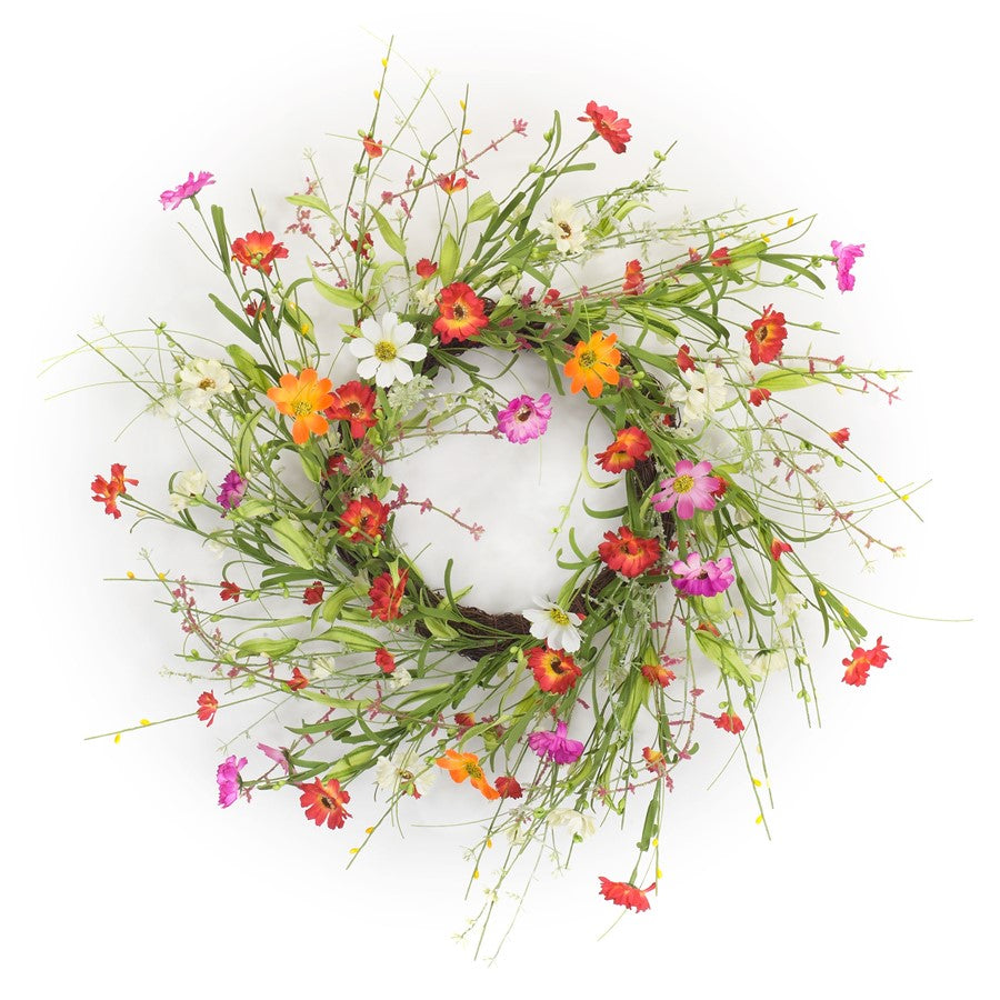 Melrose International Mixed Floral Twig Wreath 22.5"D, Multi - 74594DS