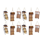 Melrose Int. Vintage Sled Tree Ornament, Set of 12, Brown - 76059DS