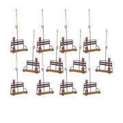 Melrose Vintage Wood Ski Chair Lift Ornament, Set of 12, Brown/Tan - 76068DS