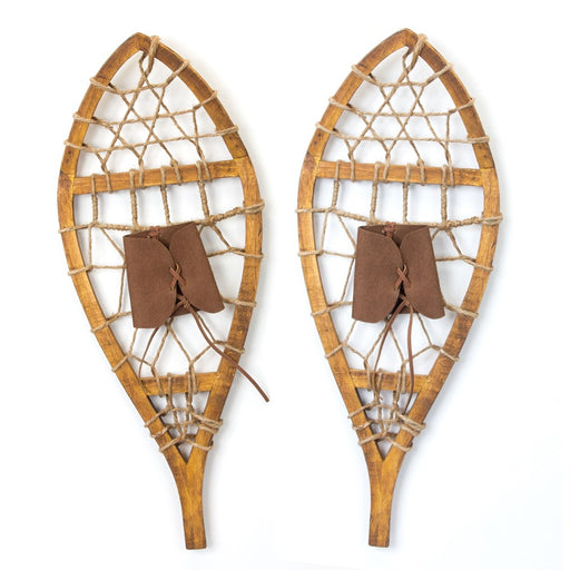 Melrose Vintage Wood Hanging Snow Shoe Decor, Set of 4, Brown/Tan