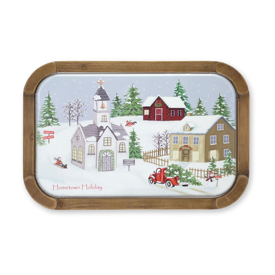 Melrose International Holiday Village Wall Art 23.75"L, White/Red - 76092DS
