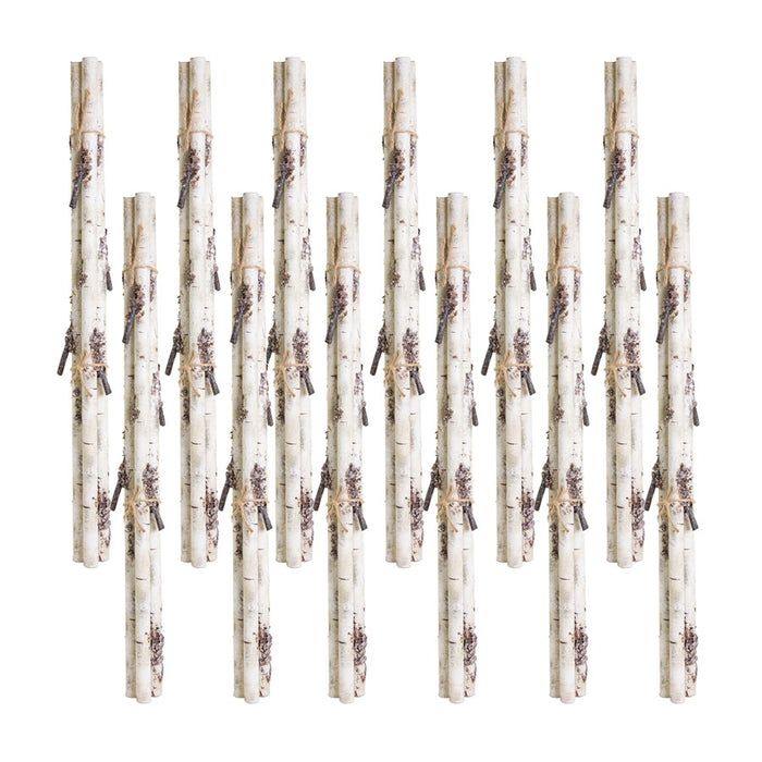 Melrose Rustic Birch Log Bundle/Snowy Accents, Set of 12, White/Brown - 76172DS